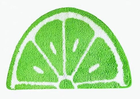 Baby Playtime Cozy Lemon Cute Fruits Half Round Shaped Bedroom Bathroom Doorway Kitchen Floor Rug Carpet Water Absorption Non-Slip mat for Kid's Room (Green, 45x65CM) in Kuwait