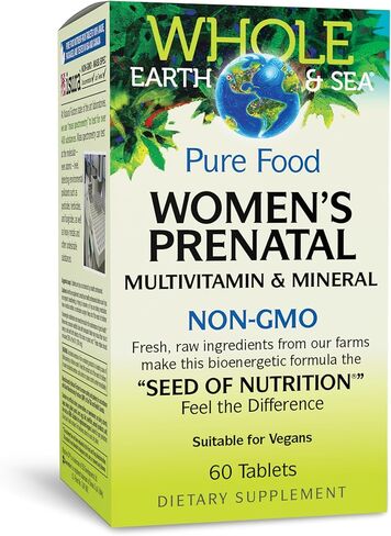 Whole Earth & Sea from Natural Factors, Women's Prenatal Multivitamin and Mineral, Whole Food Supplement, Vegan, 60 tablets, 60 Tablets in Kuwait