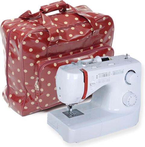 Hobby Gift MRB.003 PVC Sewing Machine Bag Polka, Cotton, Burgandy, 44x19x37 cm in Saudi Arabia