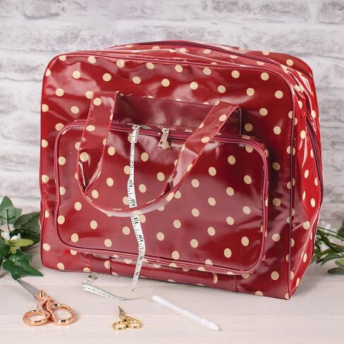 Hobby Gift MRB.003 PVC Sewing Machine Bag Polka, Cotton, Burgandy, 44x19x37 cm in Saudi Arabia