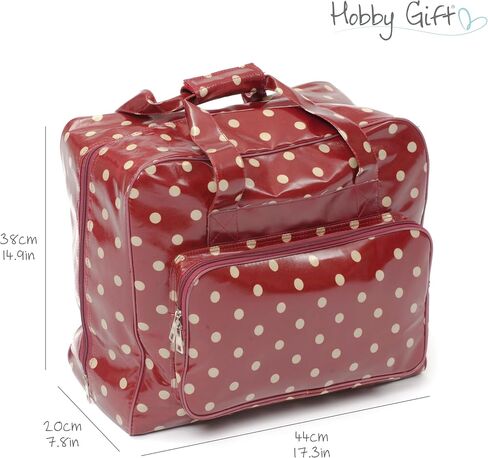 Hobby Gift MRB.003 PVC Sewing Machine Bag Polka, Cotton, Burgandy, 44x19x37 cm in Saudi Arabia