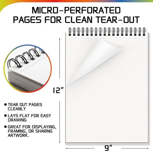 KLASIT 9"x12" Sketch Book,Top Spiral Sketchbook,100 Sheets(68lb/100gsm) in Saudi Arabia