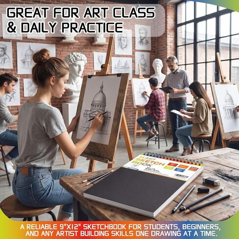 KLASIT 9"x12" Sketch Book,Top Spiral Sketchbook,100 Sheets(68lb/100gsm) in Saudi Arabia
