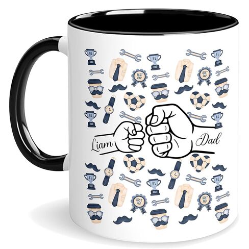 Ceramic Worlds Best Dad Mug 11oz, Personalized Fathers Day Mug with Kids Names, Funny Gifts for Dads Birthday Valentine or Any Occasion, Customized Dad Coffee Mug for Husband or Grandpa in Saudi Arabia