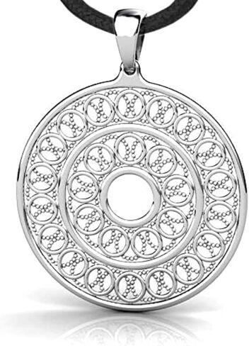 Mandala Chakra Necklace Sterling Silver 925 - Filigree Boho Indie Pendant - Sacred Geometry Esoteric Amulet - Hippie Namaste Yoga Jewelry for Women Girls - Handmade Jewelry in Kuwait