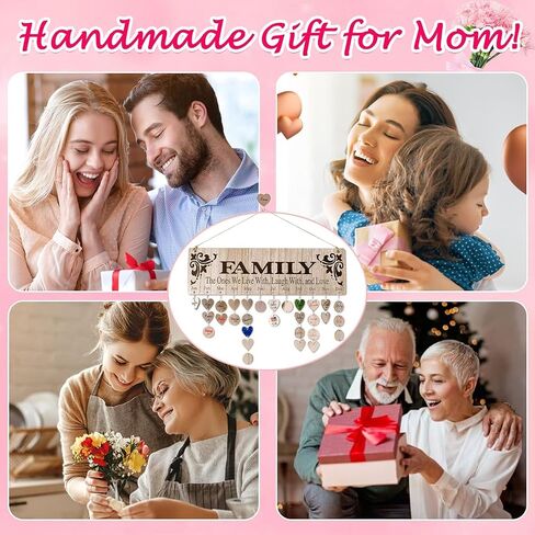 Gifts Presents for Moms Grandmas from Daughter Unique | Wooden Family Birthday Reminder Tracker Calendar Board Wall Hanging with 100 Tags | Best Gift Ideas for Christmas, Birthday/Mother's Day in Kuwait