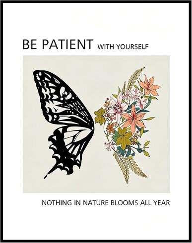 Be Patient With Yourself Nothing in Nature Blooms All Year, Mental Health Wall Art, Therapy Office Poster, Psychologist Office, Therapist Decor, Butterfly Print, Unframed (8X10 INCH) in Kuwait