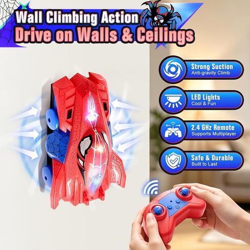 Yerloa Spider Wall Climbing Car, Remote Control Boys Kids Toys with Light in Kuwait