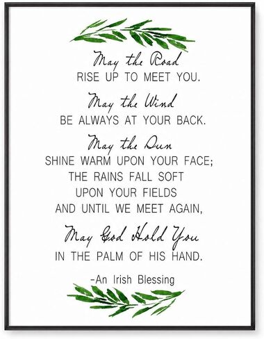 May The Road Rise Up To Meet You, Irish Blessing Print, Irish Prayer, Ireland Gift, Christian Gift, Wedding Gift, Green Wall Art Watercolor 8 x 10 Inches Frame NOT INCLUDED in Kuwait