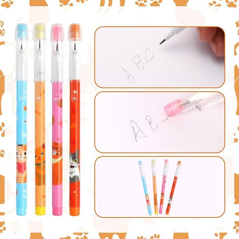 Kolewo4ever 48pcs HB Cat Pencils Kawaii Cute Multipoint Pencil Push Translucent Non Sharpening Stackable Pencils Pop Up Plastic Pencil for Classroom Rewards Carnival Prizes in Kuwait