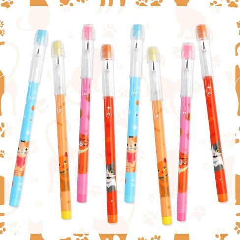 Kolewo4ever 48pcs HB Cat Pencils Kawaii Cute Multipoint Pencil Push Translucent Non Sharpening Stackable Pencils Pop Up Plastic Pencil for Classroom Rewards Carnival Prizes in Kuwait