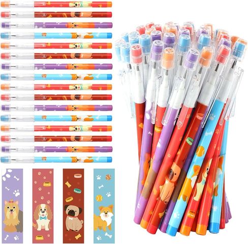 Kolewo4ever 48pcs HB Dog Pencils Kawaii Cute Multipoint Pencil Push Translucent Non Sharpening Stackable Pencils Pop Up Plastic Pencil for Classroom Rewards Carnival Prizes (Dog) in Kuwait