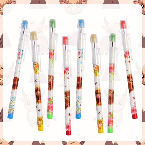 Kolewo4ever 48pcs HB Highland Cow Pencils Kawaii Cute Multipoint Pencil Push Translucent Non Sharpening Stackable Pencils Pop Up Plastic Pencil for Classroom Rewards Carnival Prizes (Highland Cow) in Kuwait
