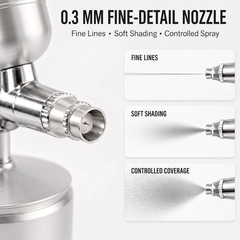 Cordless Airbrush Kit with Compressor, 48PSI Rechargeable Spray Gun Set, 0.3mm Nozzle & 2 Paint Cups (20cc/40cc) for Painting, Nail Art, Cake Decor, Makeup, Modeling in Kuwait