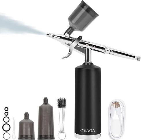 Ovaga 32PSI Airbrush Kit, Rechargeable Cordless Airbrush Compressor, Auto Handheld Airbrush Gun, Airbrush Set Portable Wireless Air Brush for Barber, Nail Art in Saudi Arabia