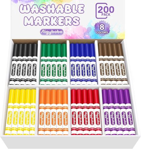 Washable Markers Bulk, Coloring Markers for Kids, 200 Count, 8 Colors in Kuwait