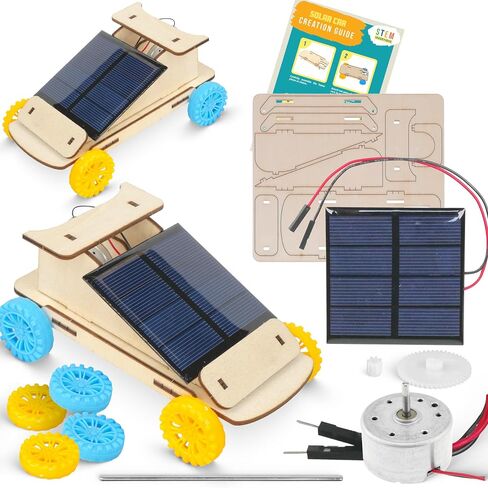 Solar Car Kit, 2-Pack - Build 2 Solar Powered Wooden STEM Cars in Kuwait