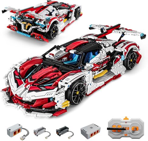 OWNONE 1 Super Car Building Kits - with Easy Drifting Wheels, Remote Control Function, Electric Gull-Wing Doors - Collectible 1:10 Scale Model Technique Car Building Blocks Set for Adults (2277 PCS) in Saudi Arabia