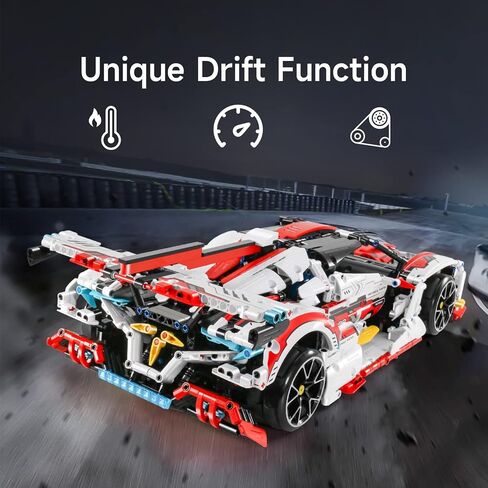 OWNONE 1 Super Car Building Kits - with Easy Drifting Wheels, Remote Control Function, Electric Gull-Wing Doors - Collectible 1:10 Scale Model Technique Car Building Blocks Set for Adults (2277 PCS) in Saudi Arabia