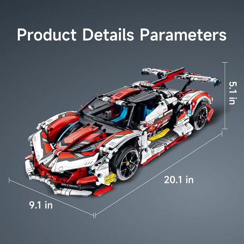 OWNONE 1 Super Car Building Kits - with Easy Drifting Wheels, Remote Control Function, Electric Gull-Wing Doors - Collectible 1:10 Scale Model Technique Car Building Blocks Set for Adults (2277 PCS) in Saudi Arabia