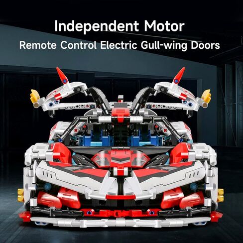 OWNONE 1 Super Car Building Kits - with Easy Drifting Wheels, Remote Control Function, Electric Gull-Wing Doors - Collectible 1:10 Scale Model Technique Car Building Blocks Set for Adults (2277 PCS) in Saudi Arabia