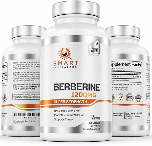 Premium Berberine HCL 1200mg- 180 Vegan Capsules, 100% Pure Berberine Supplement- Non-GMO, Gluten Free in Kuwait