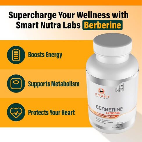 Premium Berberine HCL 1200mg- 180 Vegan Capsules, 100% Pure Berberine Supplement- Non-GMO, Gluten Free in Kuwait