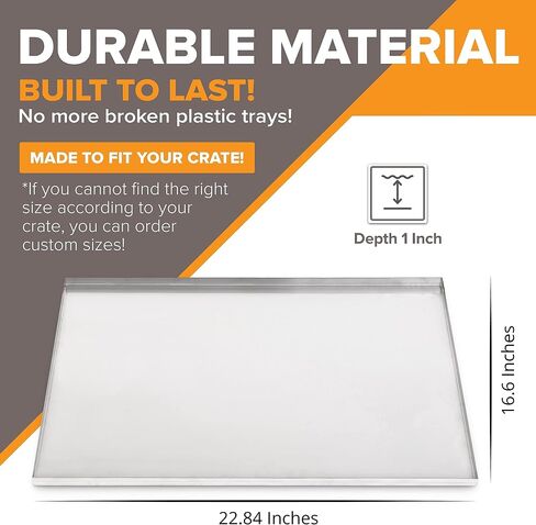 Pinnacle Systems (Stainless Steel, 22.84" L X 16.6" W X 1") Metal Replacement Dog Crate Pan Chew Proof Crack Proof Pet Kennel Tray Central Dog Crate Pan Pet Supplies in Saudi Arabia