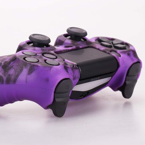 YoRHa Water Transfer Printing Butterfly Silicone Cover Skin Case for Sony PS4/slim/Pro Dualshock 4 Controller x 1(White) with Pro Thumb Grips x 8 in Kuwait