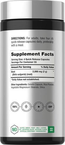 Beet Root Powder Capsules | 250 Pills | Herbal Extract | Non-GMO, Gluten Free, and DNA Tested Supplement | by Horbaach in Kuwait
