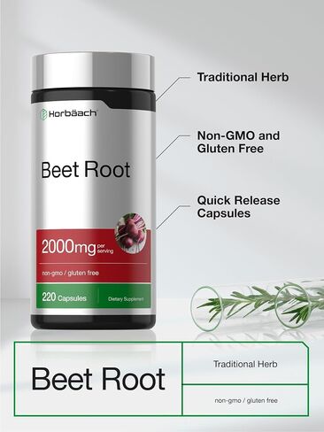 Beet Root Powder Capsules | 250 Pills | Herbal Extract | Non-GMO, Gluten Free, and DNA Tested Supplement | by Horbaach in Kuwait
