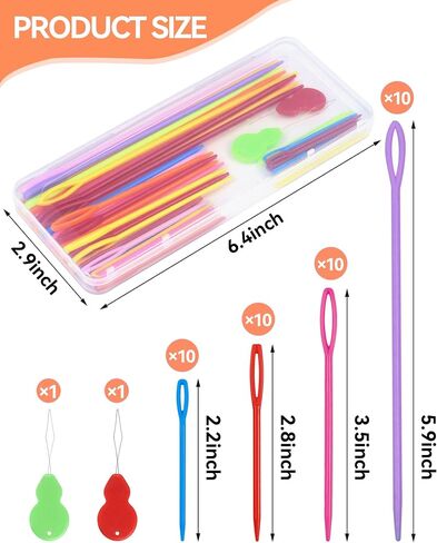 FIVEIZERO 40PCS Plastic Needles, Yarn Needle, 4 Sizes Plastic Sewing Needle in Kuwait