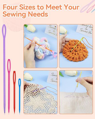 FIVEIZERO 40PCS Plastic Needles, Yarn Needle, 4 Sizes Plastic Sewing Needle in Kuwait