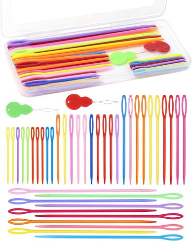 FIVEIZERO 40PCS Plastic Needles, Yarn Needle, 4 Sizes Plastic Sewing Needle in Kuwait