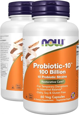 NOW Supplements, Probiotic-10™, 100 Billion, with 10 Probiotic Strains,Dairy, Soy and Gluten Free, Strain Verified, 30 Veg Capsules in Saudi Arabia