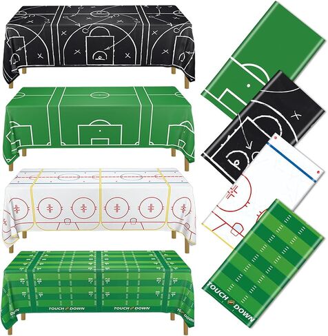 4 Pcs Sports Themed Party Tablecloths, Soccer Baseball Basketball Football Table Covers for Sports Themed Party Decorations Boys Birthday Party Supplies, 51 x 86 inches in Saudi Arabia