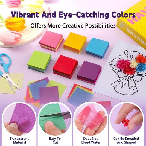 Yizzvb 6000 Pcs 2 Inch Tissue Paper Squares, 30 Colors Craft Tissue Papers in Kuwait