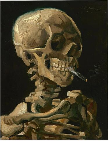 Skeleton Smoking Weed by Vincent Van Gogh - 11x14 Unframed Creepy Gothic Room Wall Art Print - Vintage Halloween Home Witchy Occult, Wicca, Wiccan Décor Oddities and Curiosities in Kuwait