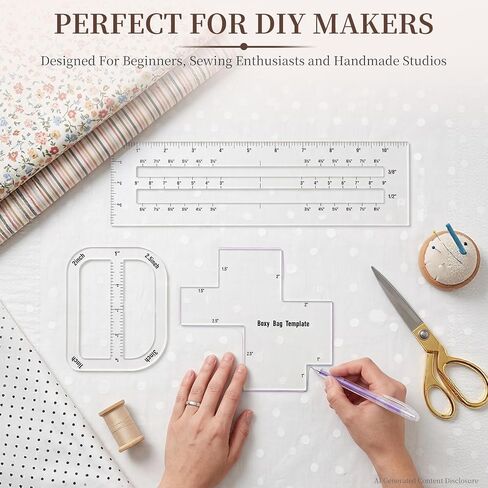 6pcs Boxy Bag Making Templates,Acrylic Sewing Tools Set with 12PCS Heat Erasable Pens for Beginners DIY Sewing,Including Boxed Bag Curve Bag, Zip Pocket & 3 Sizes of Handbag Templates in Kuwait