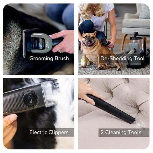 FURME Professional Plus Pet Grooming Vacuum Kit - Cat & Dog Grooming Kit for Easy Pet Care at Home, Quiet & Safe Dog Hair Remover Machine with Brush, Clipper, Shedding & Cleaner Tools & 2L Canister in Kuwait