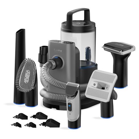 FURME Professional Plus Pet Grooming Vacuum Kit - Cat & Dog Grooming Kit for Easy Pet Care at Home, Quiet & Safe Dog Hair Remover Machine with Brush, Clipper, Shedding & Cleaner Tools & 2L Canister in Kuwait
