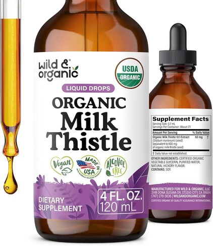 Milk Thistle Seed Liquid Extract - Organic Milk Thistle Drops Supplement for Liver Cleanse and Detox - Silybum Marianum Tincture - Vegan, Alcohol Free - 2 fl oz in Saudi Arabia