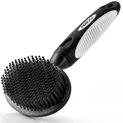 Round Bristle Pet Brush for Dogs and Cats - Soft Dog Brush for Grooming Short or Long Hair - Gentle Tool for Sensitive Skin Removes Dander, Dirt, and Detangles (Purple) in Saudi Arabia