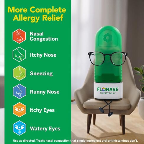 Flonase Allergy Relief Nasal Spray, 24 Hour Non Drowsy Allergy Medicine, Metered Nasal Spray - 144 Sprays + Pack of Tissues in Kuwait