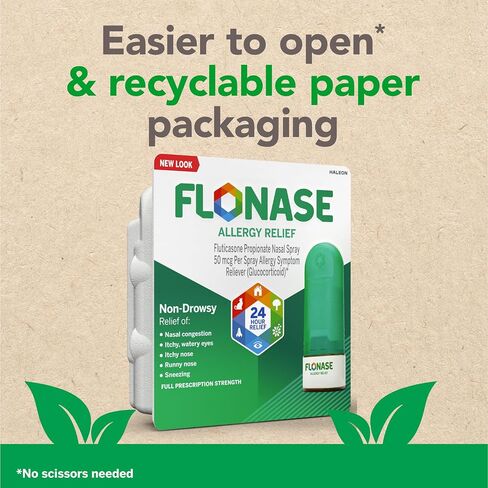Flonase Allergy Relief Nasal Spray, 24 Hour Non Drowsy Allergy Medicine, Metered Nasal Spray - 144 Sprays + Pack of Tissues in Kuwait