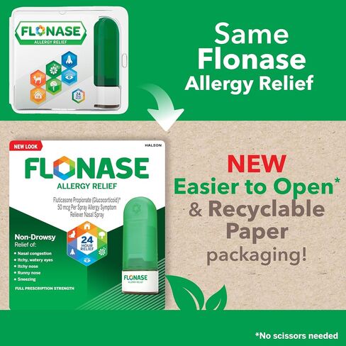 Flonase Allergy Relief Nasal Spray, 24 Hour Non Drowsy Allergy Medicine, Metered Nasal Spray - 144 Sprays + Pack of Tissues in Kuwait