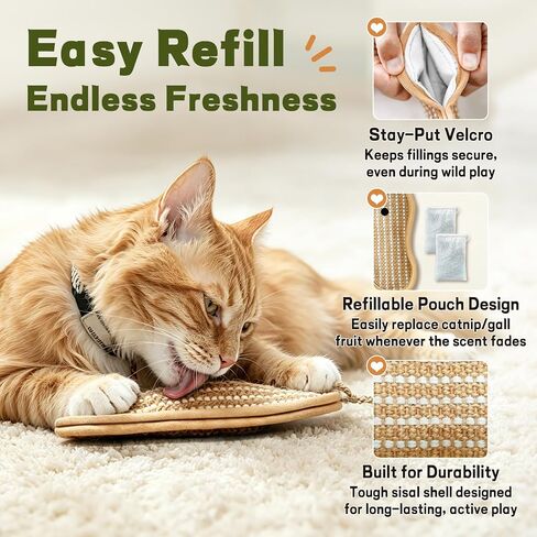 Refillable Catnip Kicker Toys, Sisal Fish & Mouse with Catnip & Silvervine Gall Fruit, Durable Interactive Cat Toy for Indoor Cats, 2-Pack in Saudi Arabia