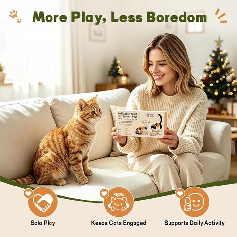 Refillable Catnip Kicker Toys, Sisal Fish & Mouse with Catnip & Silvervine Gall Fruit, Durable Interactive Cat Toy for Indoor Cats, 2-Pack in Saudi Arabia