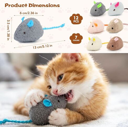 WRW 12 Pcs Cat Mice Toys with Catnip for Indoor Cats, Cat Mouse Toy in Kuwait