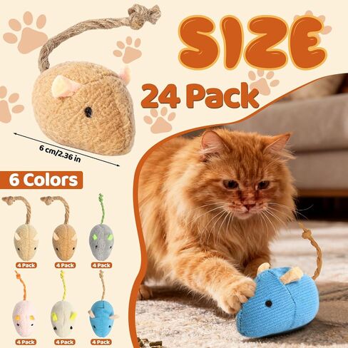 24 Pack 2.36" Colorful Cat Mouse Toy with Catnip for Indoor Cats in Saudi Arabia